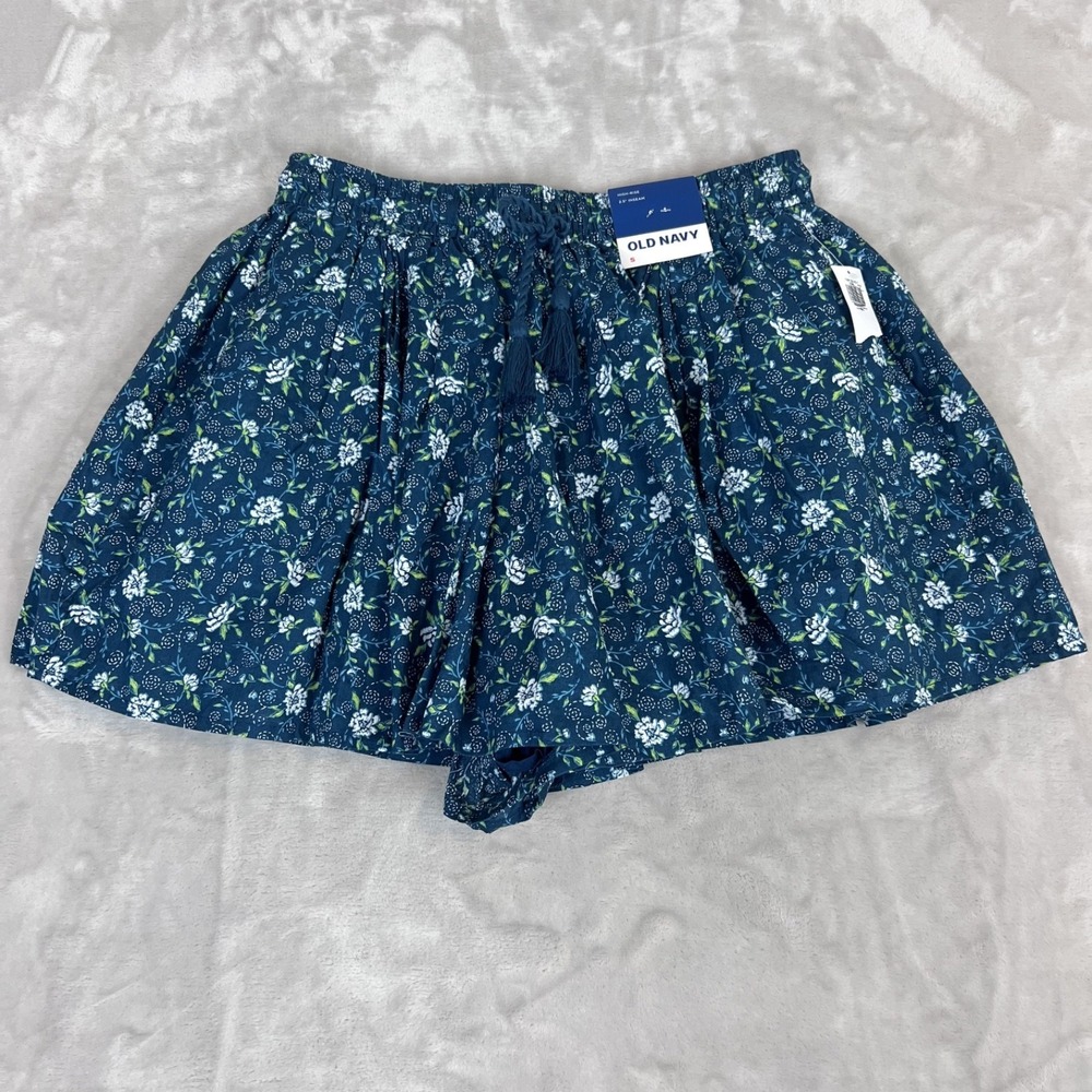 Old Navy Shorts Skort Womens Small Blue Floral‎ Flounce High Waisted Cottagecore